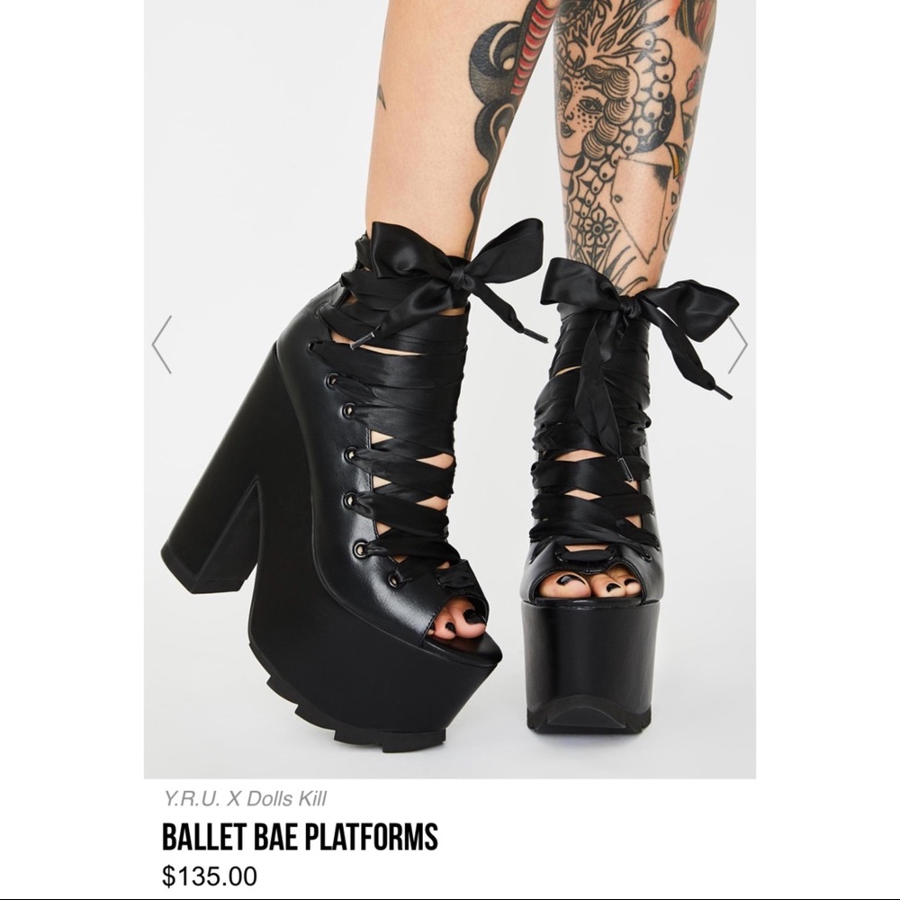 Dollskill / YRU Ballet Bae Platforms Black Sz 7